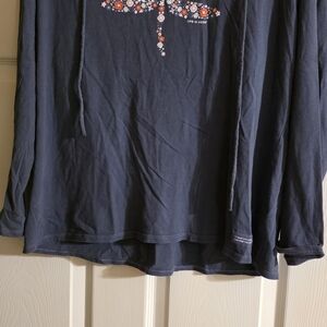 Life Is Good Women's Dark Blue Hoodie with Floral Design/Dragongly